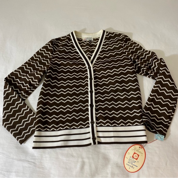 Vintage The Kollection Jacket and Blouse Set Brown White Stripes 70's Career 2pc - Picture 2 of 10
